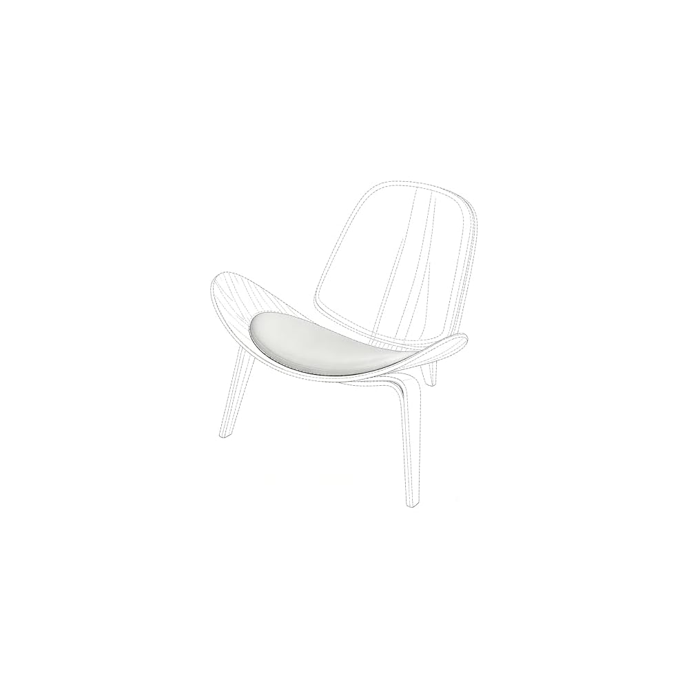 Replacement Seat & Back Cushion for Hans Wegner Style Three-Legged Shell Chair -White Hip Cushion