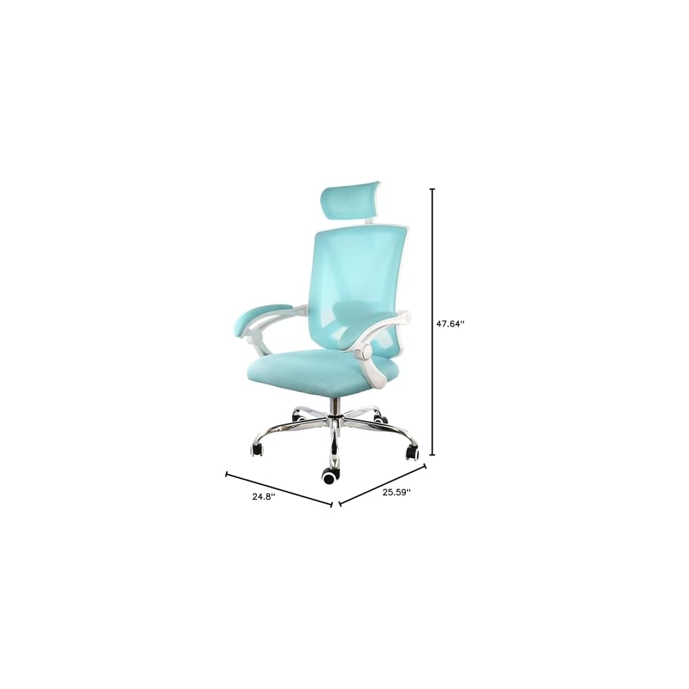 Elama Full Back Mesh Adjustable Office Chair with Headrest (Blue/White)