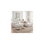 108 Inch Oversized Modular Sectional Sofa, L-Shaped Floor Couch with Extra Deep Seats, Modern Minimalist Upholstered Sofa, No Assembly Sofa Couch for Living Room, Bedroom, Apartment (Right-White)