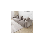 JACH 142" Sectional Couch Sofa with 5 Pillows, Corduroy Modular Sectional Couch, Cushion Covers Removable, Soft Sofas Couches for Living Room, Office, Apartment, Light Brown