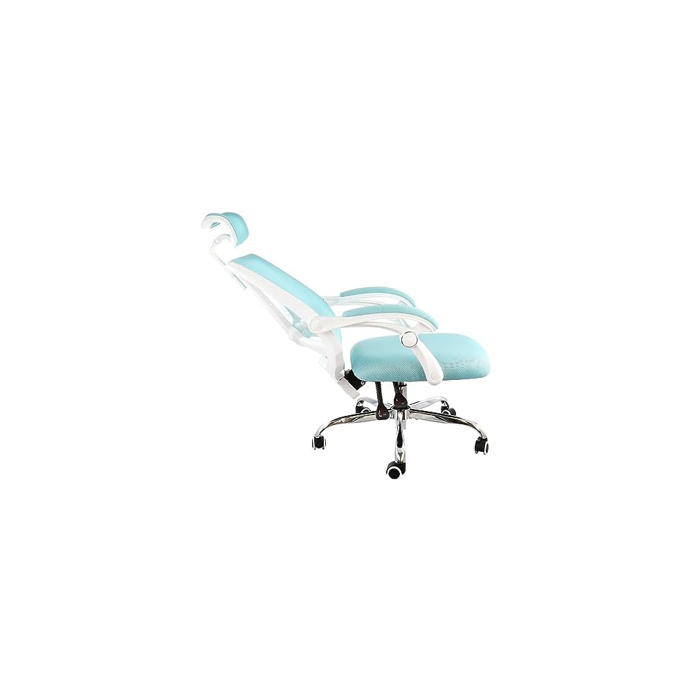 Elama Full Back Mesh Adjustable Office Chair with Headrest (Blue/White)