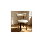 Black Vanity Chair, Boucle Desk Chair with Back for Bedroom