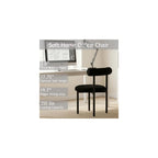 Black Vanity Chair, Boucle Desk Chair with Back for Bedroom