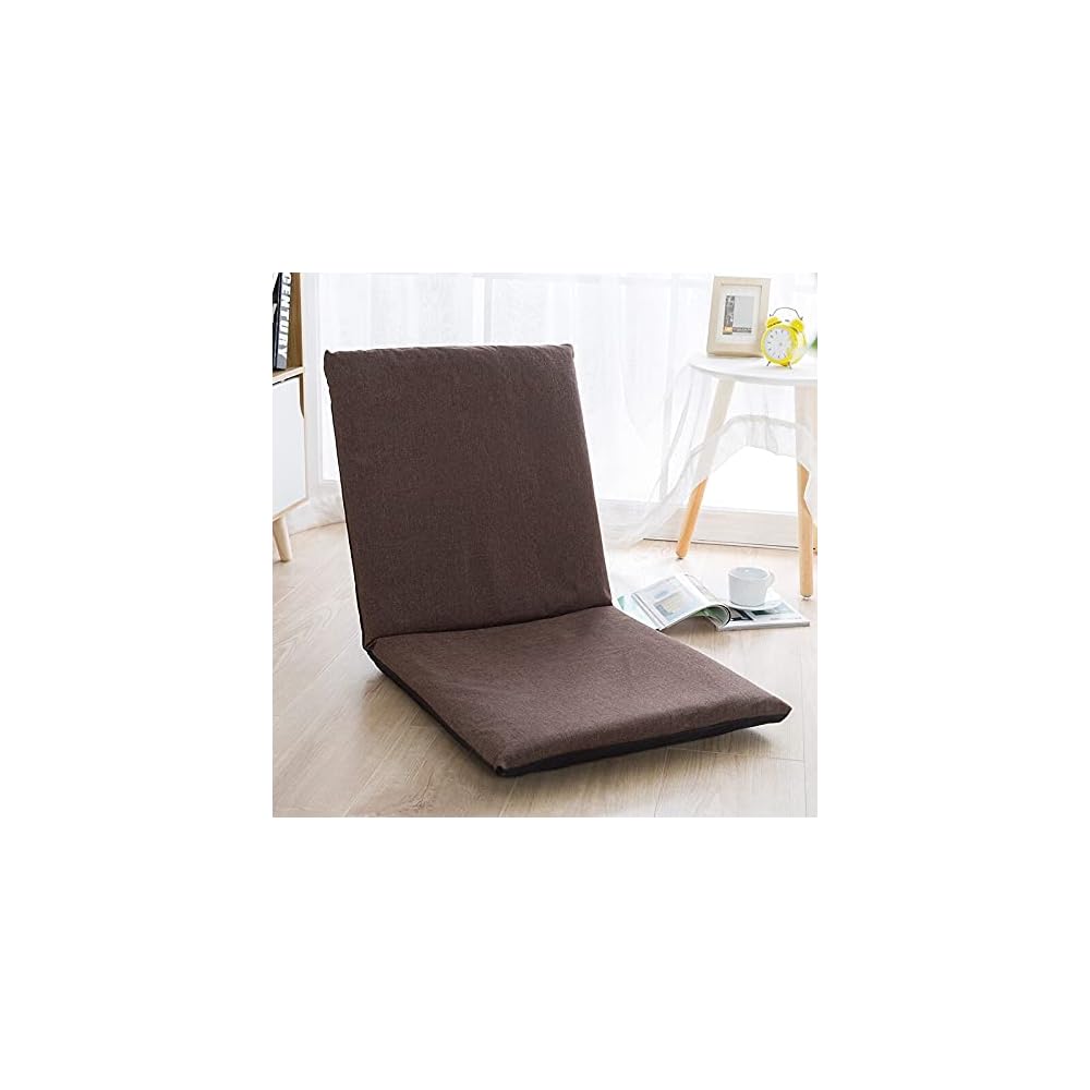 Adjustable Floor Chair with Back Support Folding Floor Sofa Lounge Chair for Adults Video Gaming Lazy Sofa Cushion Chair (Color : Linen) (Color : Brown) (Brown)