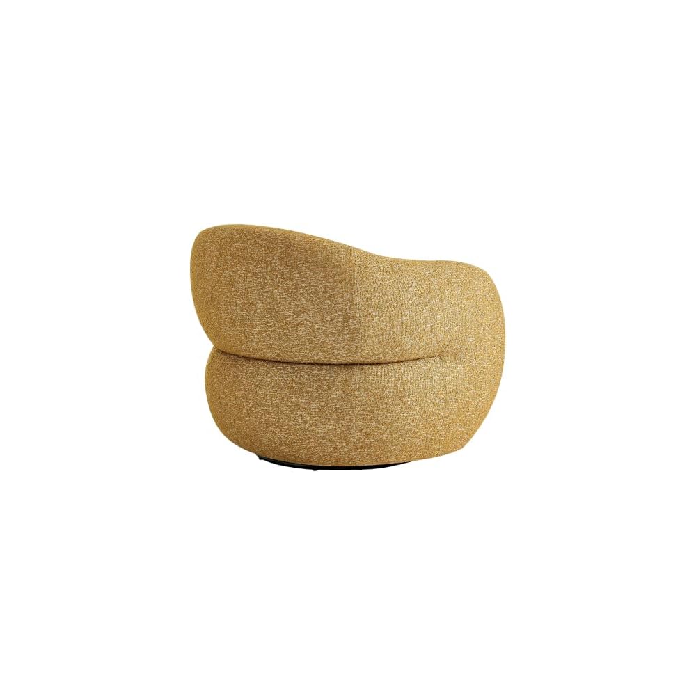 Modway Selby Textured Fabric Swivel Accent Chair with Curved Back in Mustard