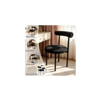 Black Vanity Chair, Boucle Desk Chair with Back for Bedroom