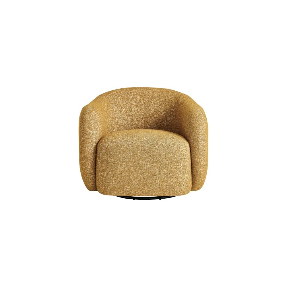 Modway Selby Textured Fabric Swivel Accent Chair with Curved Back in Mustard