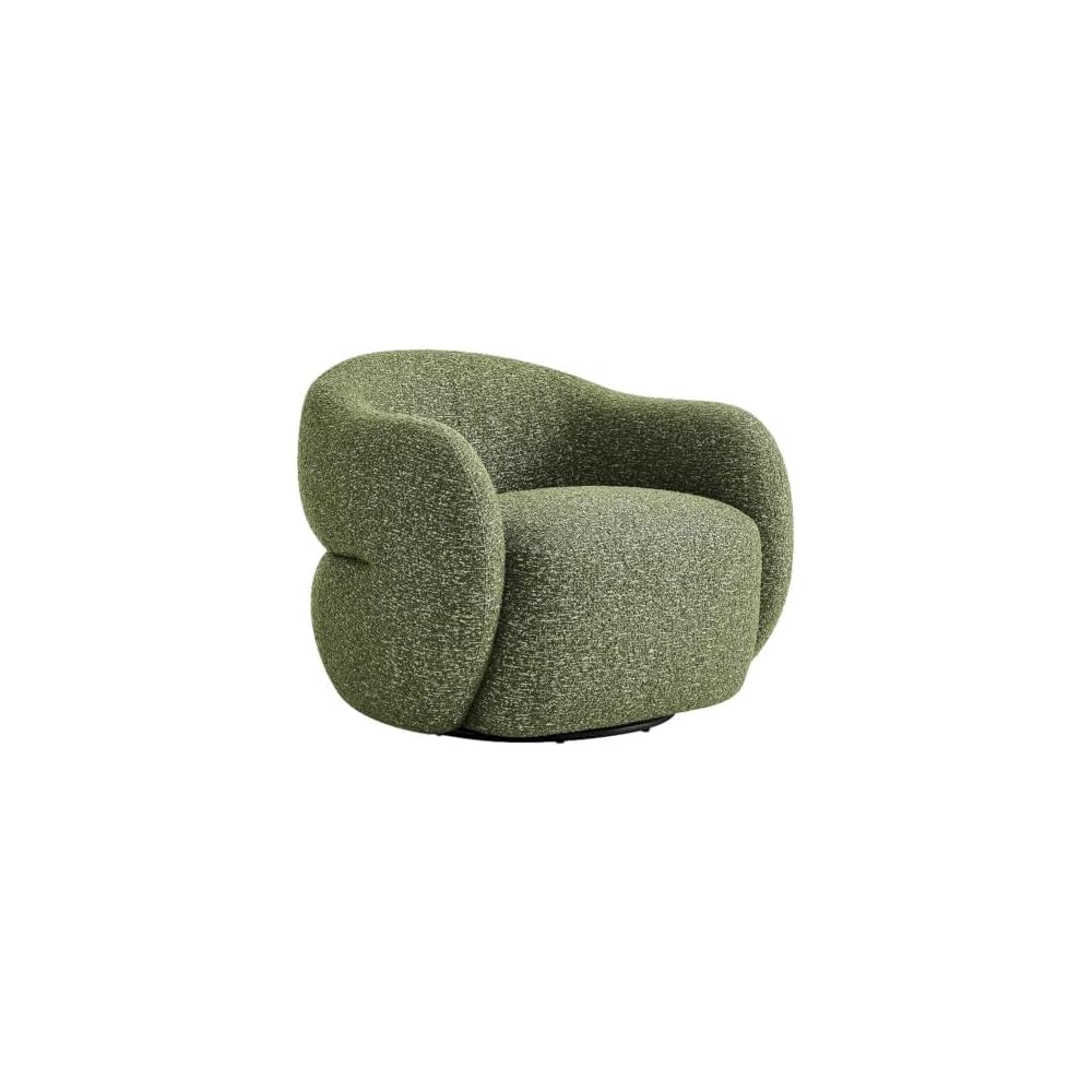 Modway Selby Textured Fabric Swivel Accent Chair with Curved Back in Mustard