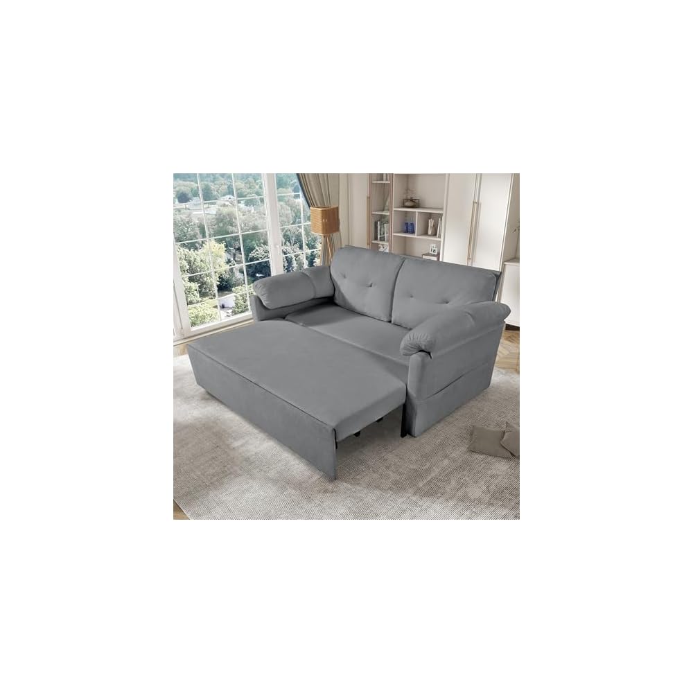 71.7" Convertible Pull Out Sofa Bed Queen Size, 3-in-1 Chenille Loveseat Sofa Couch with Storage, Sleeper Couch for Living Room, Bedroom, Apartment, Office, Small Spaces,Gray