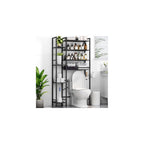 Kalrin 8-Tier Over The Toilet Storage with Side Rack, Over Toilet Storage Rack with Adjustable Shelf & Drain Basket, Freestanding Bathroom Organizer for Balcony, Laundry (Modern Grey)