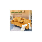 72'' Futon Sofa Bed,Convertible Sleeper Couch with Adjustable Backrest,Corduroy Comfortable Double Couple Lounge Chair,With a Pillow and Cup Holder,Ldeal for Small Spaces,Living Rooms (Orange)