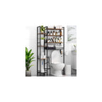 Kalrin 8-Tier Over The Toilet Storage with Side Rack, Over Toilet Storage Rack with Adjustable Shelf & Drain Basket, Freestanding Bathroom Organizer for Balcony, Laundry (Modern Grey)