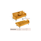 72'' Futon Sofa Bed,Convertible Sleeper Couch with Adjustable Backrest,Corduroy Comfortable Double Couple Lounge Chair,With a Pillow and Cup Holder,Ldeal for Small Spaces,Living Rooms (Orange)