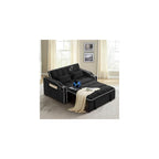 Sleeper Sofa Couch Bed with Phone Holder, Modern 3-in-1 Convertible Velvet Pull Out Loveseat Futon Sofa with USB & Type C Port & Cup Holder for Living Room Bedroom Office