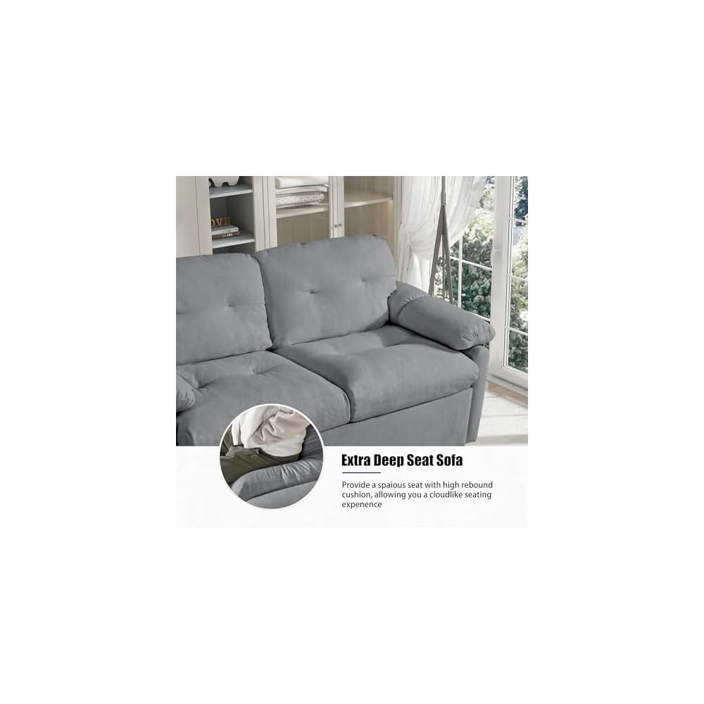 71.7" Convertible Pull Out Sofa Bed Queen Size, 3-in-1 Chenille Loveseat Sofa Couch with Storage, Sleeper Couch for Living Room, Bedroom, Apartment, Office, Small Spaces,Gray