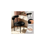 Black Vanity Chair, Boucle Desk Chair with Back for Bedroom