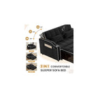Sleeper Sofa Couch Bed with Phone Holder, Modern 3-in-1 Convertible Velvet Pull Out Loveseat Futon Sofa with USB & Type C Port & Cup Holder for Living Room Bedroom Office