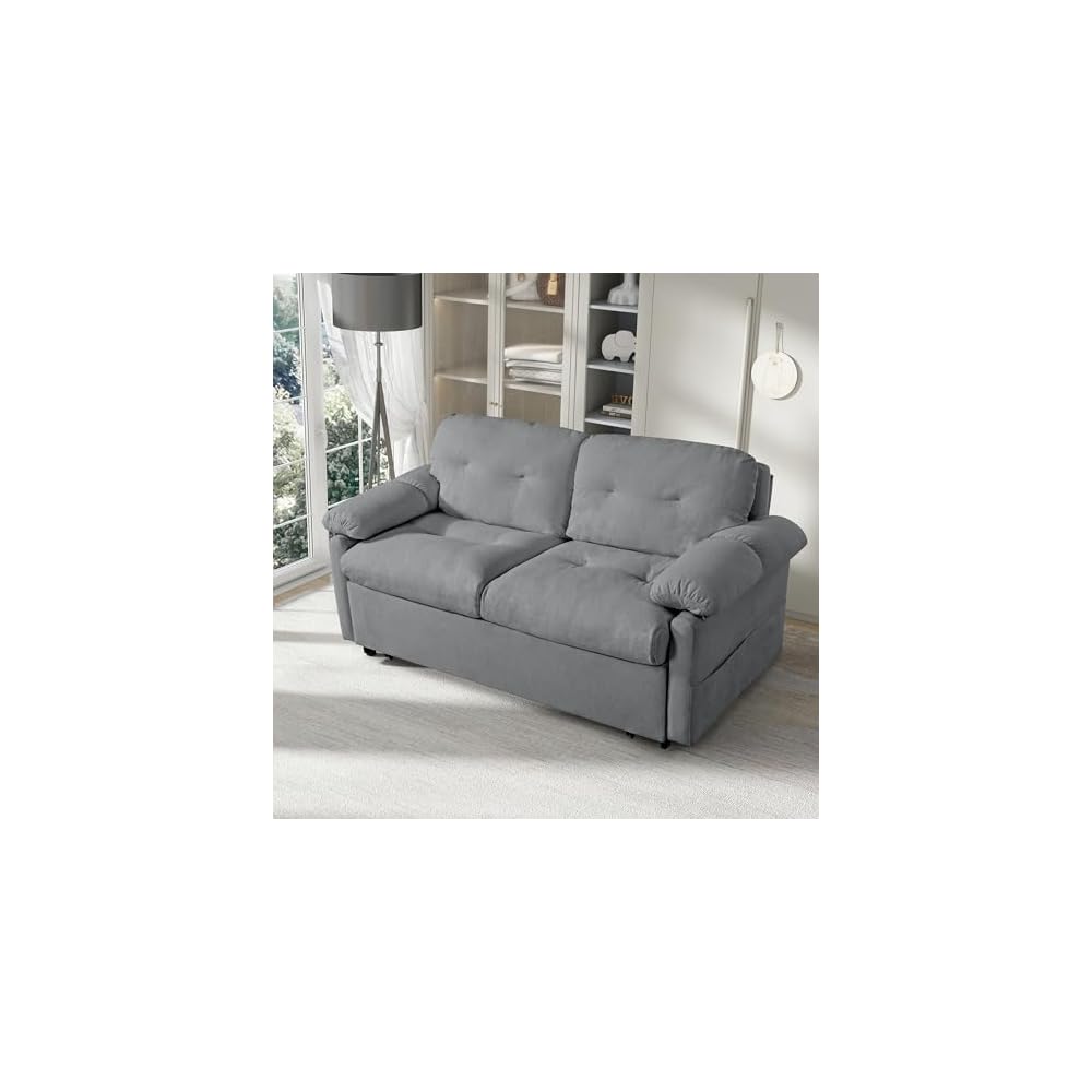 71.7" Convertible Pull Out Sofa Bed Queen Size, 3-in-1 Chenille Loveseat Sofa Couch with Storage, Sleeper Couch for Living Room, Bedroom, Apartment, Office, Small Spaces,Gray