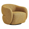 Modway Selby Textured Fabric Swivel Accent Chair with Curved Back in Mustard