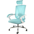 Elama Full Back Mesh Adjustable Office Chair with Headrest (Blue/White)